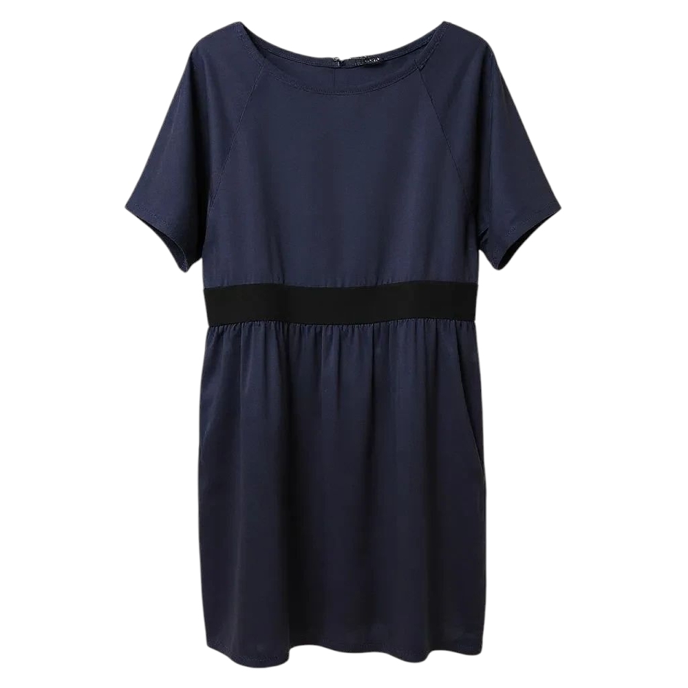 Theory Navy Blue Silk Blend Short Sleeve Pocket Dress Women's Size P (Size 2)